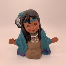 Vintage Native American Indian Girl Figurine Hand Painted 3.5