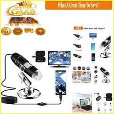 USB Digital Microscope 40X-1000X, LED, Metal Stand, Carrying Case, Compatible...