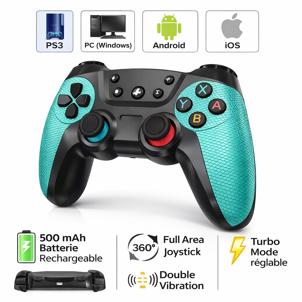 Manette Bluetooth pour smartphone iOS Android et tablette gamepad de voyage