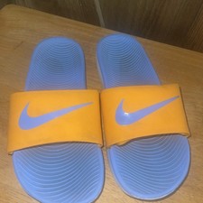 Nike Kawa GS PS Kids Slides Sandals Slippers Orange Peel Blue Size 5Y FJ8812-801