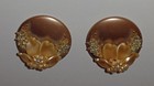 Vintage clip on floral Earrings w/ faux pearls & clear rhinestones marked Leru — photo 2