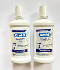 Image of 2 x 500ml Oral B 3D WHITE LUXE Perfection Clean mint Rinse Mouthwash 0% ALCOHOL