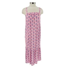 Old Navy Maxi Dress Pink Floral Sleeveless Square Neck Cutout Tie Back Womens XS