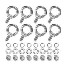 8-Sets Stainless Eyebolt M10x20mm Shoulder Lifting Eye Bolt with Nuts Washers