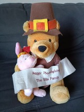 VTG Disney Winnie The Pooh Pilgrim  Piglet Plush 1990s Thanksgiving decorGood