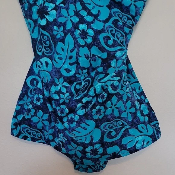Nuevo con etiquetas Traje de baño Maxine Hollywood para mujer de una pieza talla 12 floral azul control abdominal Foto 3 de 4
