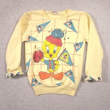 Vintage Looney Tunes Tweety Sylvester Sweatshirt Small Yellow BJ Frog 1985