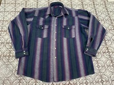 Vintage Dakota Tallman Mens Size L Tall Flannel Shirt Blue Green Gray Western