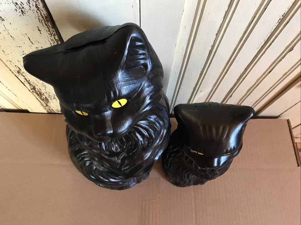 万圣节黑猫装饰银行可怕的黄色眼睛对塑料 — 第 4/4 张图片