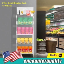4-Tier Retail Display Rack/Shelf/Frame/Stand Shop Freestand Snack Metal White
