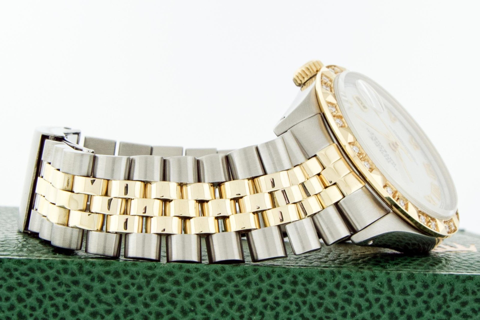 Rolex Mens Datejust White Roman Watch Steel and 18K Gold Diamond Bezel Rolex Box image 3