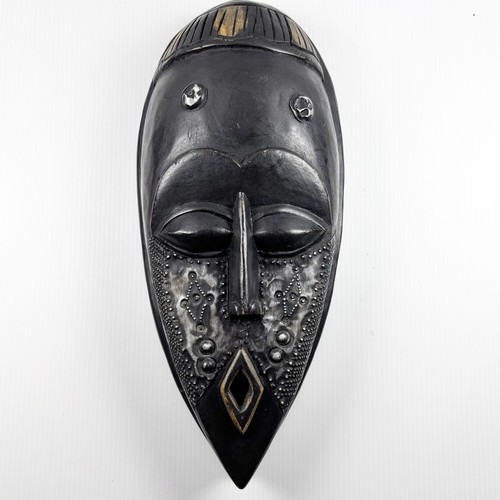Wood Mask Hand-Carved EMBOSSED African Ghana Tribal Primitive 13.25” Tall Ethnic