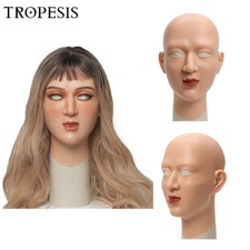 Tropesis Realistic Silicone Female Head Mask Can Make-up Crossdresser Cosplay