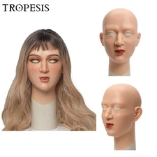Tropesis Realistic Silicone Female Head Mask Can Make-up Crossdresser Cosplay