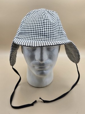 J Hats Brand Vtg Sherlock Holmes Herringbone Pattern Size Large Hat Black White