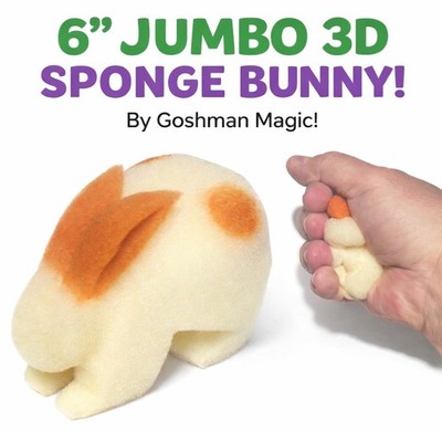 6  Jumbo 3D SPONGE BUNNY 1 Deluxe Goshman Close Up Magic Trick White Foam Rabbit