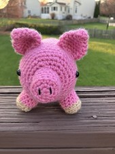 Handmade Crochet Pig Stuffie