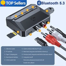 Bluetooth 5.3 Audio Wireless Transmitter Receiver NFC HiFi Music AUX RCA Adapter
