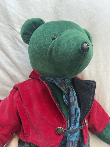 Teddy Bear Vintage 1993 Velvet, Wool, Cotton, Coat & Tails Ascot & Pants - Picture 11 of 11