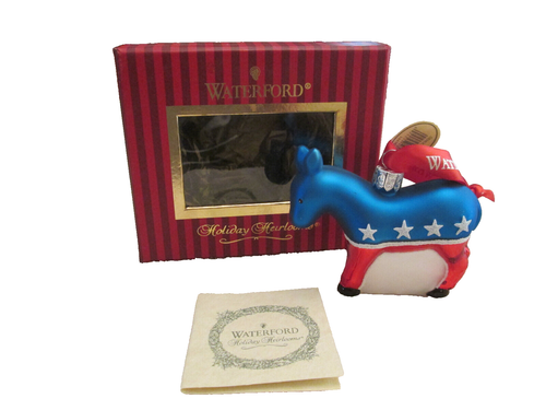 Waterford Crystal Blown Glass Democratic Donkey Christmas Ornament Collectibles