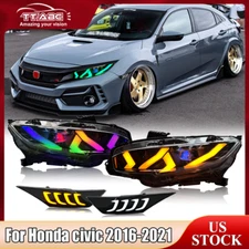 RGB LED Headlights Side Marker Light For Honda Civic 10th Gen 2016-2021 Assembly