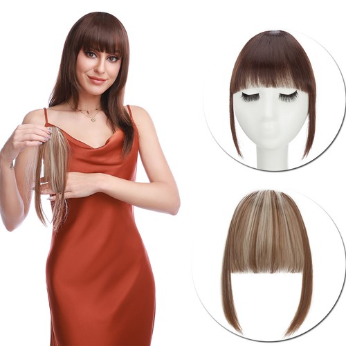Thick/Thin Bang 100% Real Hair Extension Clip In Front Fringe As Human Hairpiece - Picture 3 of 66