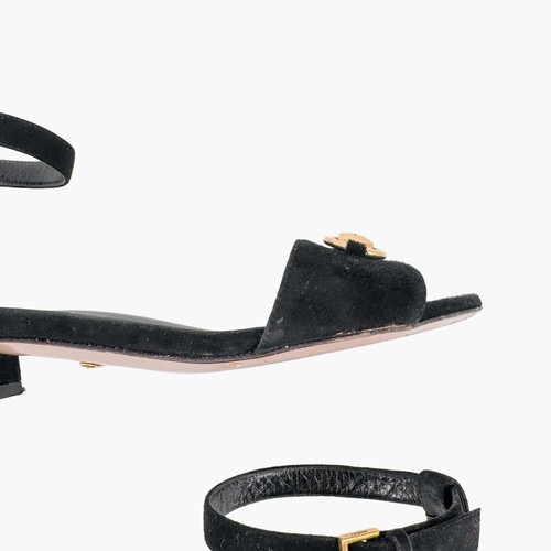 Gucci Horsebit Flat Sandals EU 38 US 8 Black Suede Low Block Heel Ankle Strap - Picture 14 of 14
