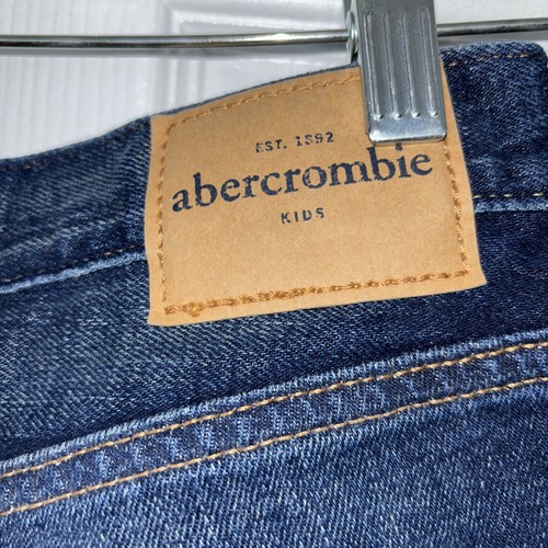 Abercrombie Kids Skinny; Straight Leg Dark Wash Jeans Boys Size 16 Distressed - Picture 6 of 10