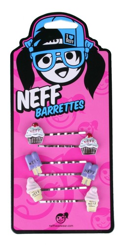 Neff Pack of 6 Tasty Treats Womens Hair Barrettes Clips Cupcakes Ice cream NIP - Picture 1 of 1