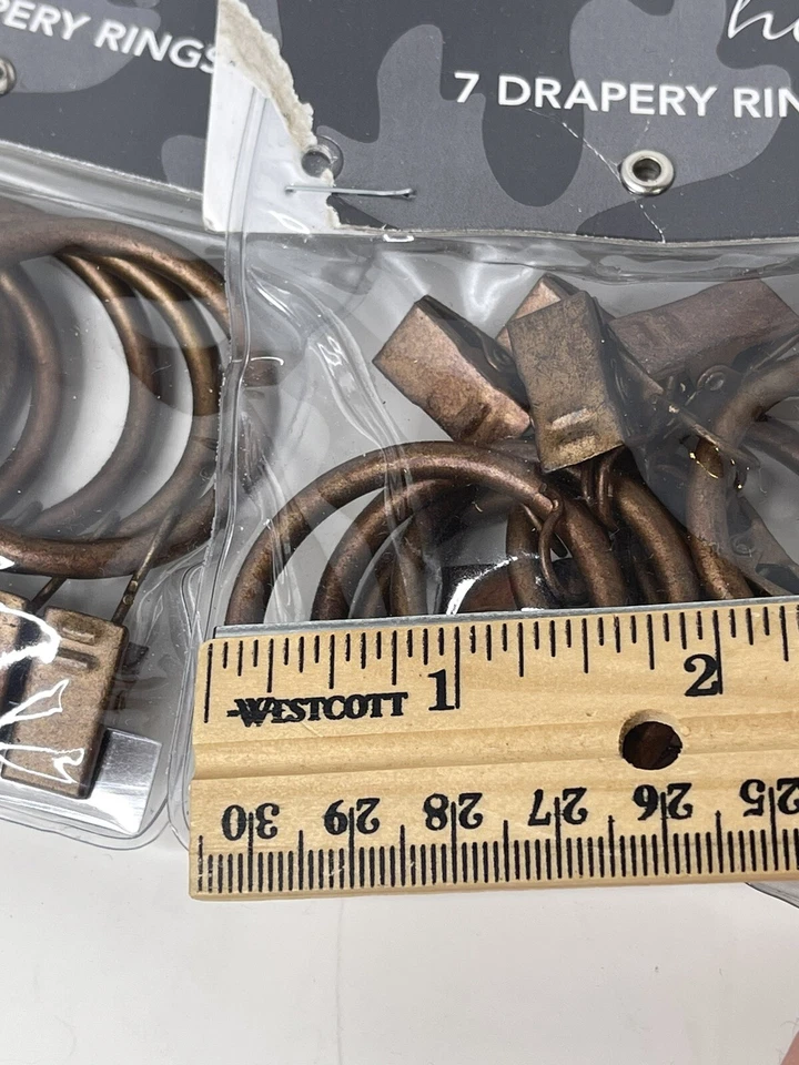 Croscill Home Lote 4 Paquetes de 7 Total 28 Anillos Cortinas Metal Bronce Clips Nuevo Foto 2 de 4