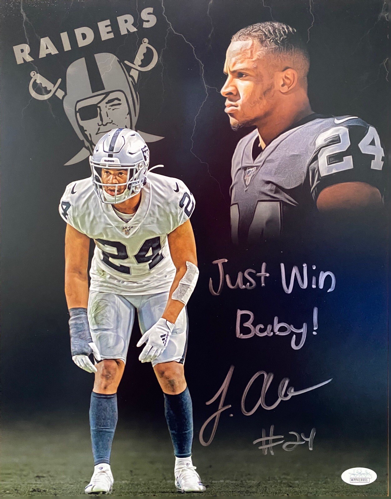 Derek Carr Autographed Signed Oakland Raiders Johnathan Abram 11x14 Photo Oakland Las Vegas Raiders JSA COA 2 