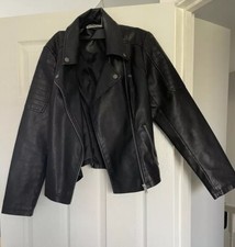 Noisy May Black Faux Leather Jacket Size Medium