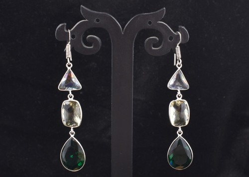 925 Sterling Silver Handmade Citrine Gemstone Dangle Drop Earrings For Women - Picture 7 of 12