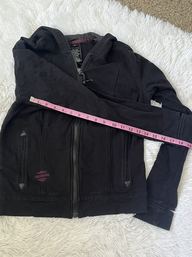 Harley Davidson Jacket Hoodie Women's Medium Long Sleeve Zip Black Purple - Picture 12 of 12