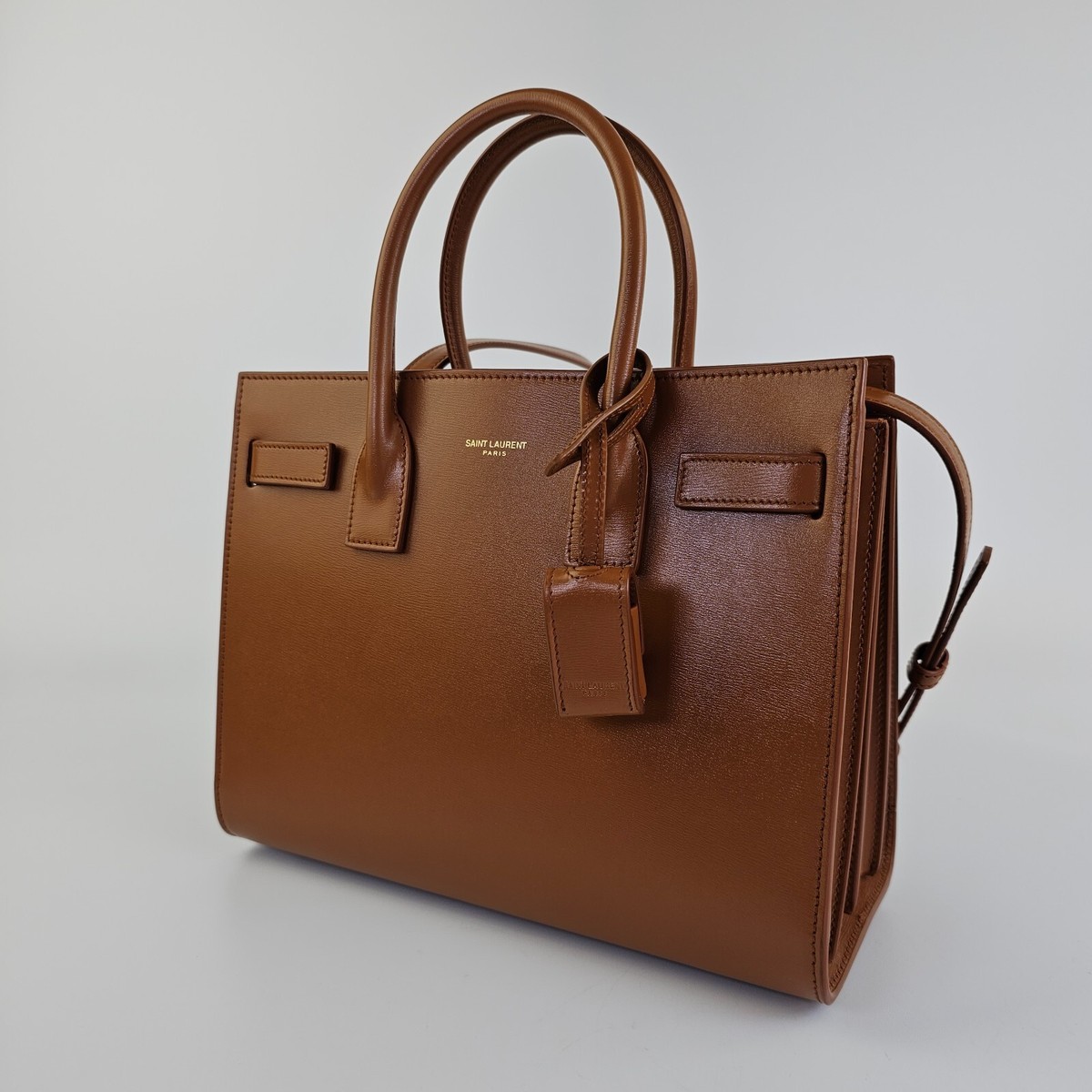 SAINT LAURENT Baby Sac De Jour Dark Miel Brown Leather Top SAINT LAURENT Baby Sac De Jour Dark Miel Brown Leather Top
