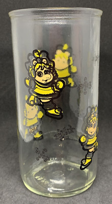 Miss Piggy Tall Glass Jelly Jar Kraft 1989 Muppet Babies Winter Fun Jim Henson