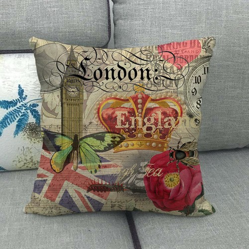 18" Union Jack British Flag Pillow Case London Bus Telephone Booth Cushion Cover - Picture 16 of 66