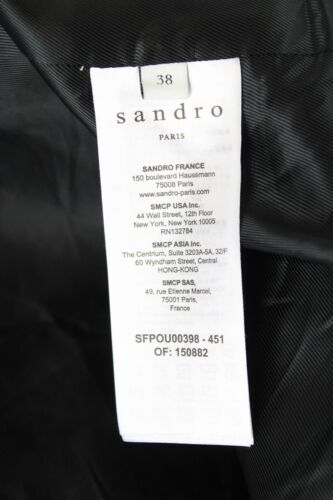 SANDRO Coat Womens EU 38 Wool Alpaca Blend Long Lined Double Breasted - Picture 7 of 12