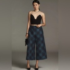 Anthropologie Maeve Taffeta Printed Pull On Structured Cropped Wide-Leg Pants XS
