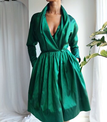 CATHERINE REGEHR emerald green 100% Silk Evening Dress, Size S | eBay  Australia