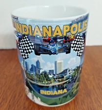 "Indianapolis Souvenir Mug" Featuring Iconic City Landmarks & Race Car Imagery