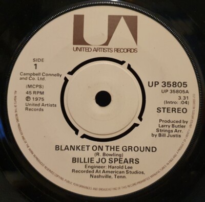 BILLIE JO SPEARS Blanket On The Ground 1975 UK 7'' - UP 35805 - VG