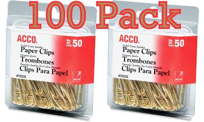 ACCO Gold Tone Jumbo Paper Clips, Smooth Finish, Steel Wire, 20 Sheet - View #2