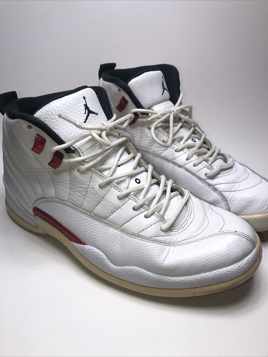 Jordan 12 White Cement 12s 161 Fire Red 12s Little Kid's Jordan Retro White/Fire Red-Black