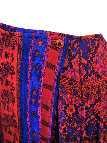 Maxi Falda De Colección Envolvente Sarong Para Mujer M Rosa Rojo Púrpura Hippie Boho Festival - Imagen 5 de 9