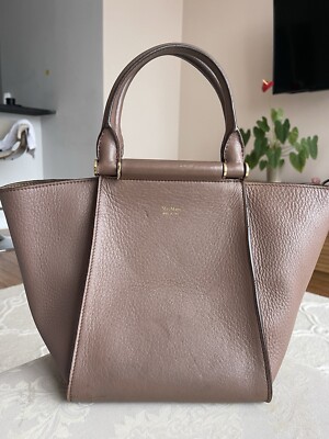 Max Mara Anita Leather 2way Hand Crossbody Bag Greige Logo Max Mara Anita Leather 2way Hand Crossbody Bag Greige Logo