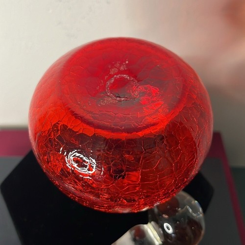 Pilgrim Glass Cadmium Crackle Handblown Vintage Red Cruet with Stopper - Picture 9 of 10