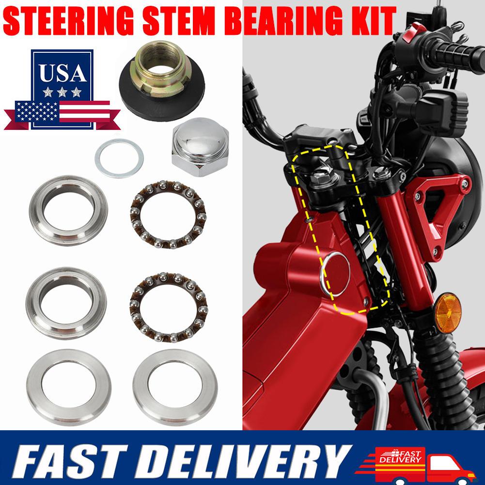 US Fork Steering Head Stem Bearing Nut Kit For Honda ATC70 ATC110 CT90