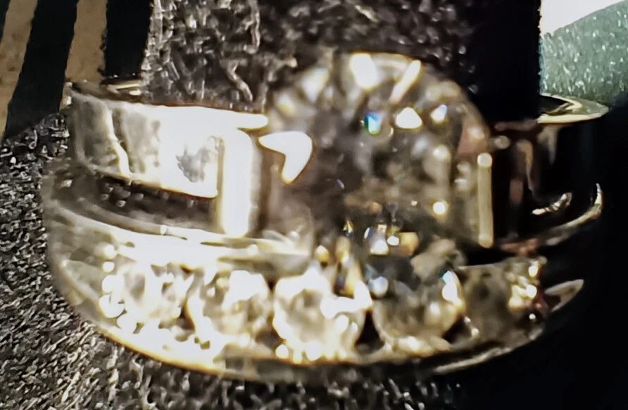 Anillo de topacio, anillo blanco, anillo de piedras preciosas, relleno de oro de 10K, juego de novia de 2 piezas. Foto 2 de 4