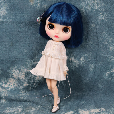 Blythe doll Make up Dudu mouth sleep eyes Short Blue hair Factory Joint Body 12''